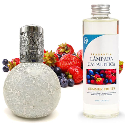 Lámpara Catalítica Mosaico Blanco + Fragancia Summer Fruits 200 Ml - Elimina Malos Olores, Impurezas Y Perfuma_0