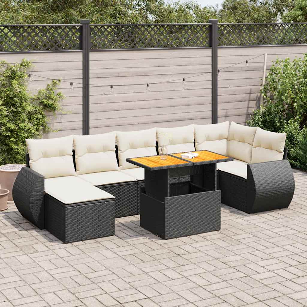 Set De Sofás De Jardín Y Cojines 8 Piezas Ratán Sintético Negro / Vetonek_1