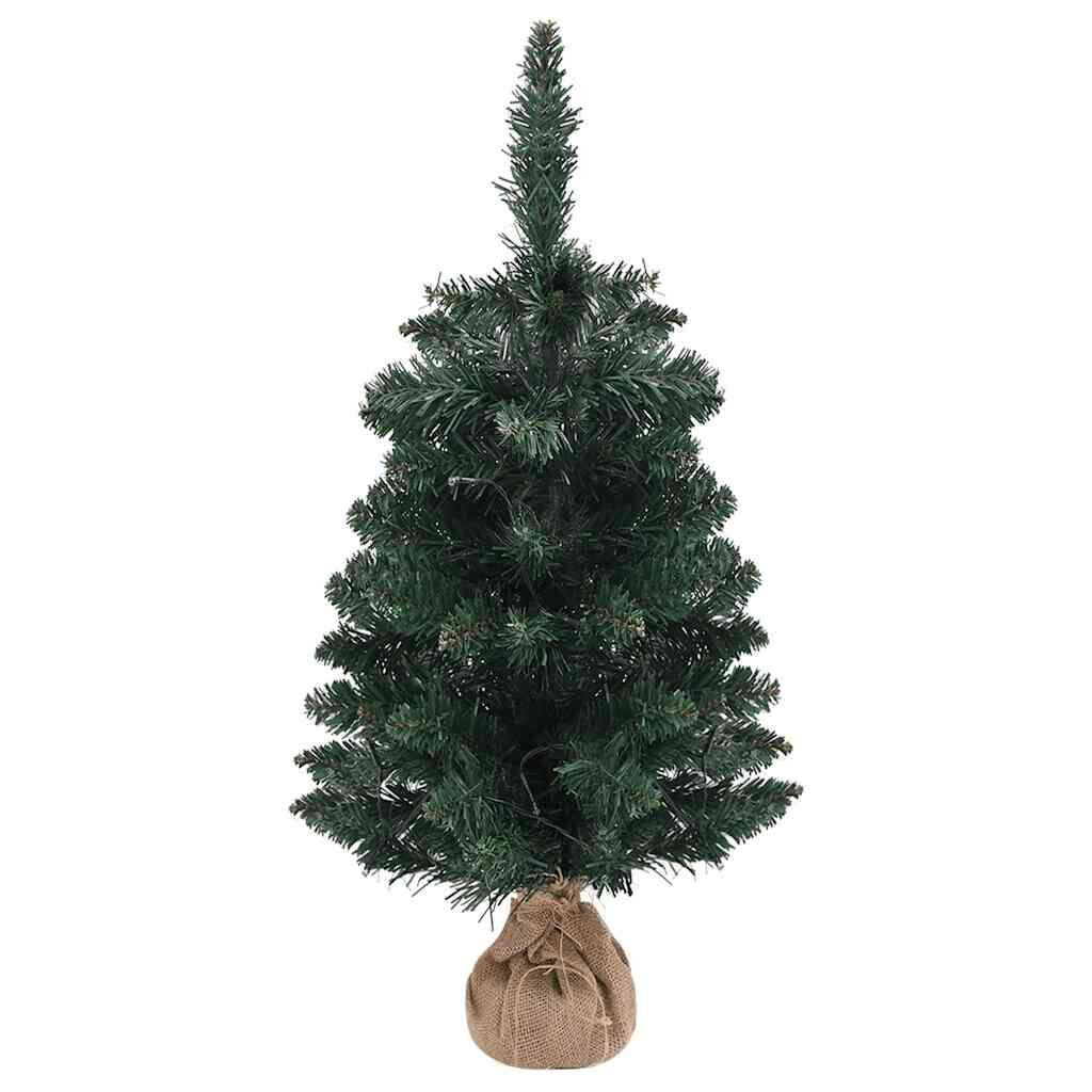 Vidaxl Árbol De Navidad Preiluminado Con Luces Y Soporte Verde 90 Cm_0
