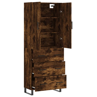 Aparador Alto Madera Contrachapada Roble Ahumado 69,5x34x180 Cm_3