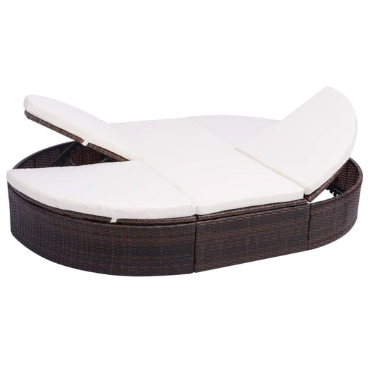 Vidaxl Tumbona De Jardín Con Cortinas De Ratán Sintético Marrón_0