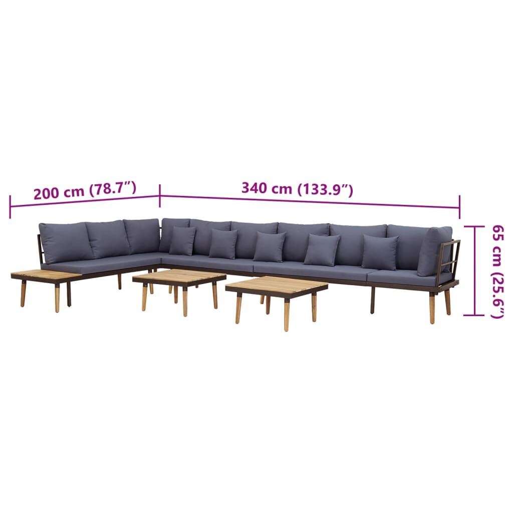 Vidaxl Juego Muebles De Jardín 8 Plazas Y Cojines Madera Maciza Acacia_2