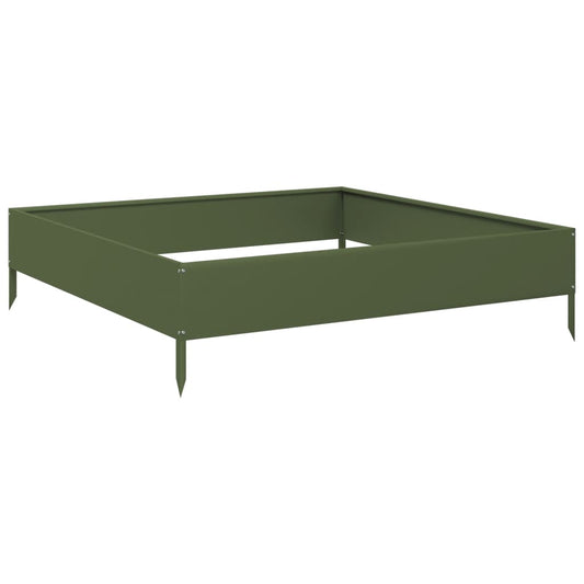 Arriate De Acero Verde Oliva 100x100x26 Cm_0