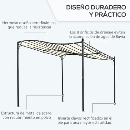 Outsunny Pérgola Gazebo Toldo De Pared Jardín Patio Terraza 3x3x2.5m_4