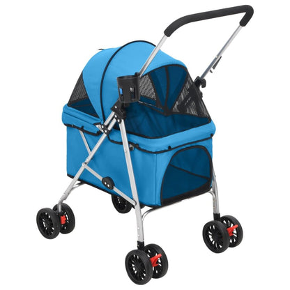 Vidaxl Cochecito Para Perros Plegable Tela Oxford Azul 76x50x100 Cm_3