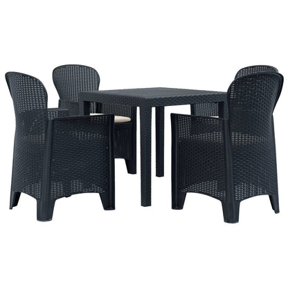 Vidaxl Comedor De Jardín 5 Pzas Plástico Gris Antracita Aspecto Ratán_0