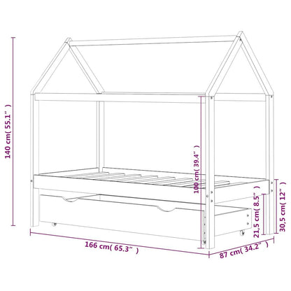 Vidaxl Estructura Cama Niños Con Cajón Madera Pino Blanco 80x160 Cm_2
