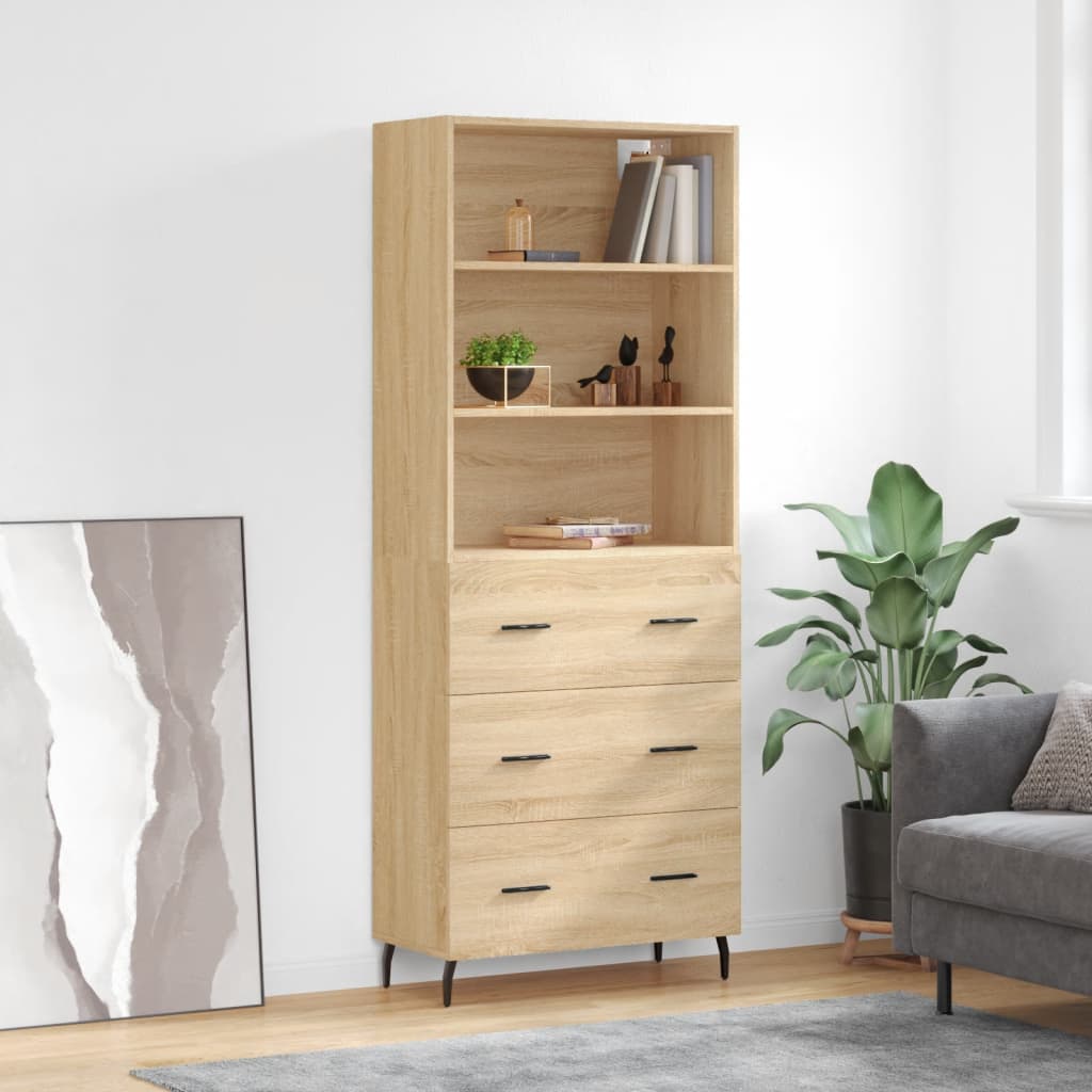Aparador Alto Madera Contrachapada Color Roble 69,5x34x180 Cm_0