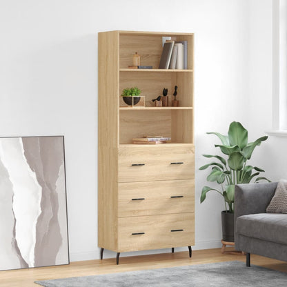 Aparador Alto Madera Contrachapada Color Roble 69,5x34x180 Cm_0
