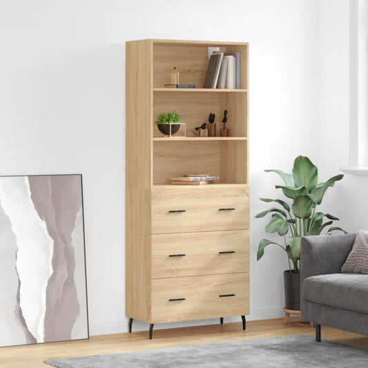 Aparador Alto Madera Contrachapada Color Roble 69,5x34x180 Cm_0