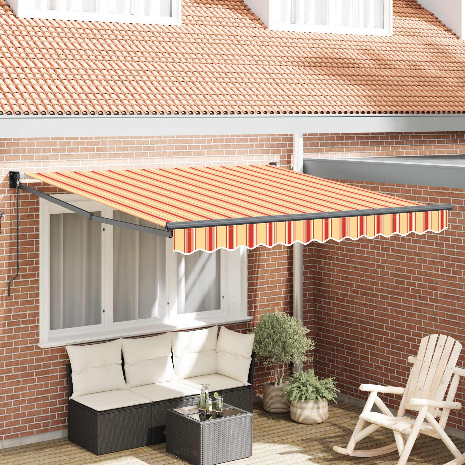 Toldo Retráctil Amarillo Y Naranja 350 X 250 X 165 Cm_1