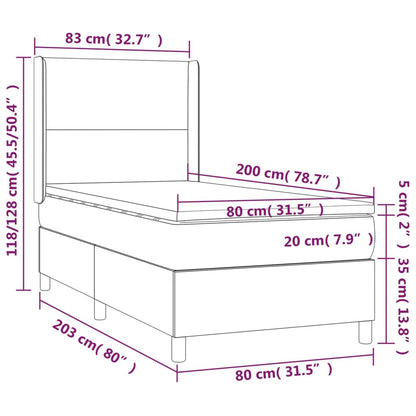Cama Box Spring Colchón Y Luces Led Tela Negro 80x200 Cm / Vetonek_2