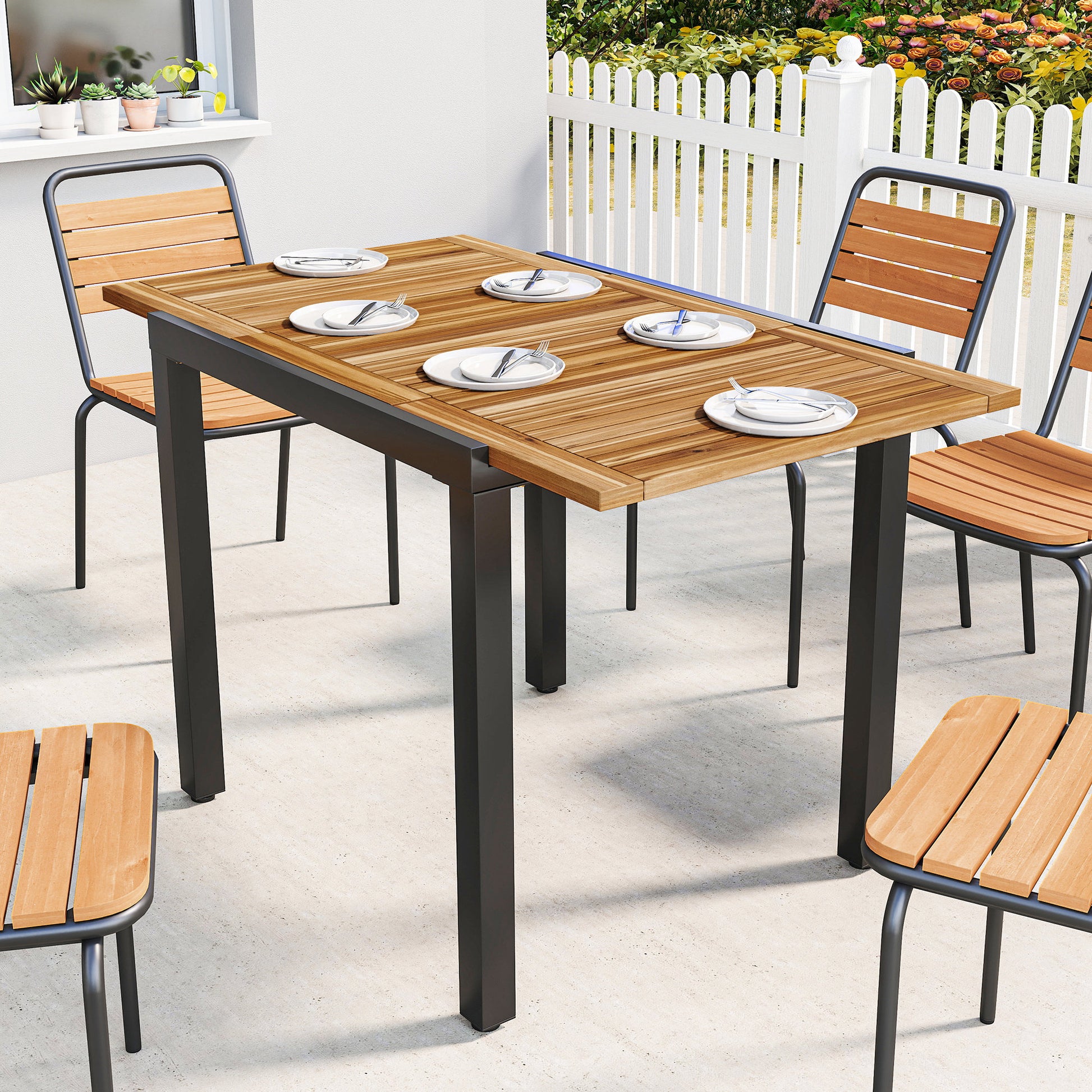 Outsunny Mesa De Jardín Extensible 120/80x70 Cm_1