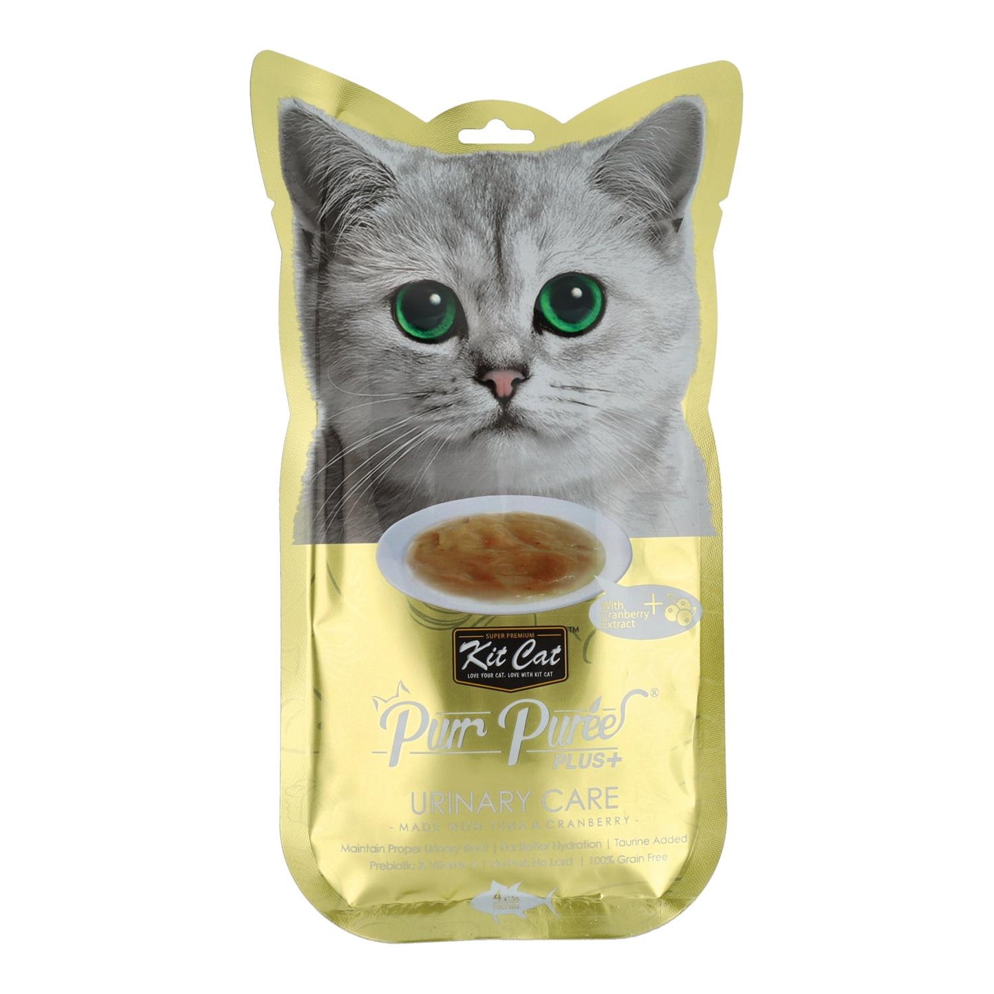 Kit Cat PurrPuree Plus - Atún Urinary Care Kit Cat 4x15 g Snack cremoso para gatos