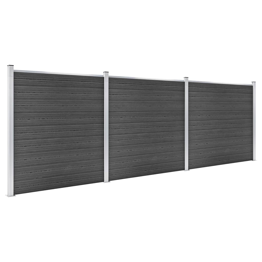 Juego De Paneles De Valla Wpc Negro 526x186 Cm / Vetonek_1