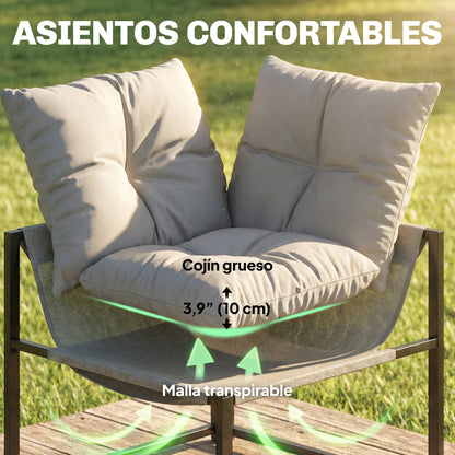 Outsunny Conjunto De Jardín Exterior De 4 Piezas En Forma De L Con Cojines Gris_5