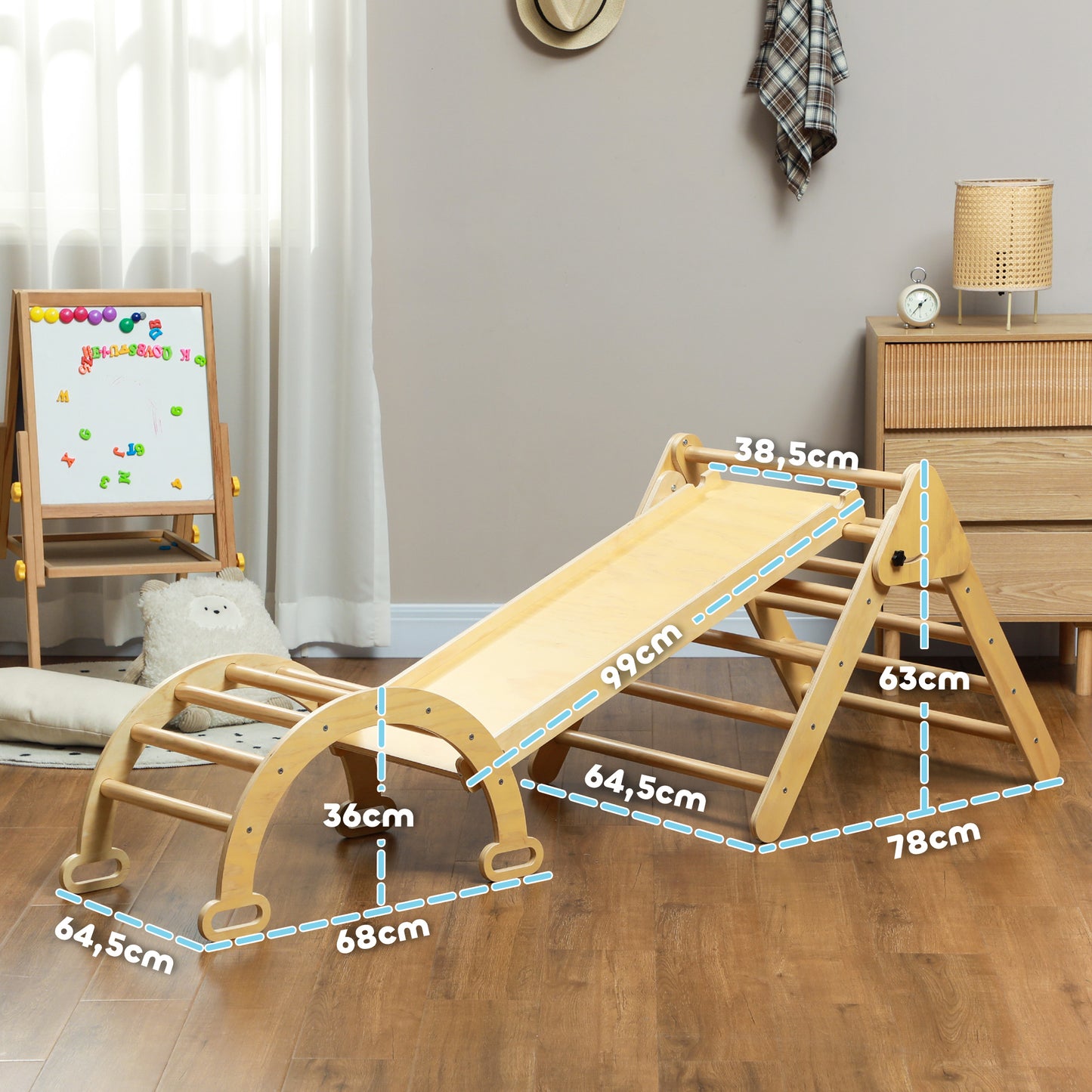 Aiyaplay 5 En 1 Triángulo De Escalada De Madera 178x64,5x63 Cm Madera Natural_2