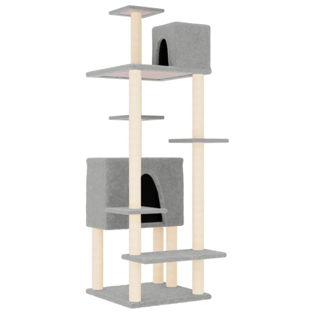 Vidaxl Rascador Para Gatos Con Postes De Sisal Gris Claro 154 Cm_0