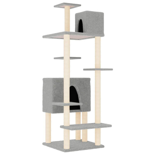 Vidaxl Rascador Para Gatos Con Postes De Sisal Gris Claro 154 Cm_0