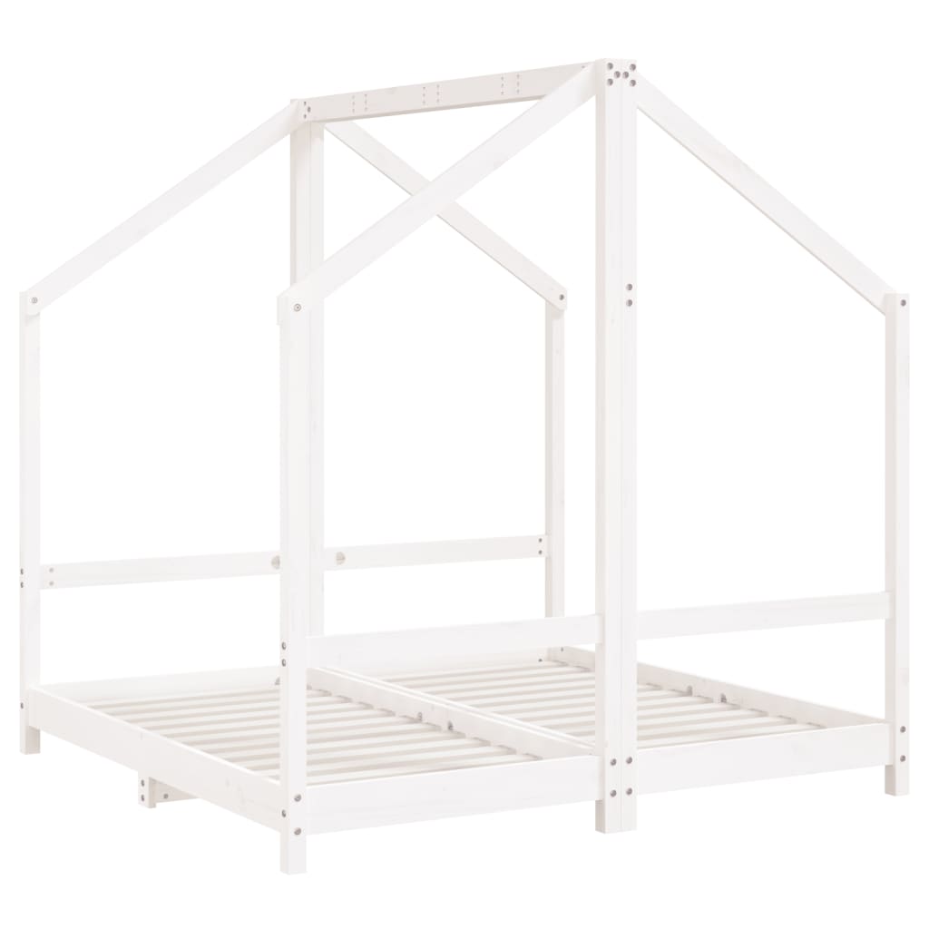 Estructura De Cama Para Niños Madera De Pino Blanco 2x(70x140) / Vetonek_1