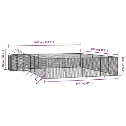 Vidaxl Perrera De Exterior Con Techo Acero Galvanizado Plata 10x8x2,5m_3