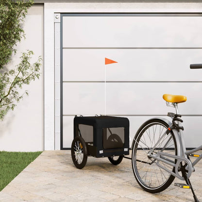 Vidaxl Remolque De Bicicleta Mascotas Hierro Tela Oxford Negro_1