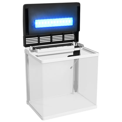 Pawhut Acuario De Cristal 28l Con Sistema De Filtro Luz Led 38x26x39,5 Cm Blanco_3