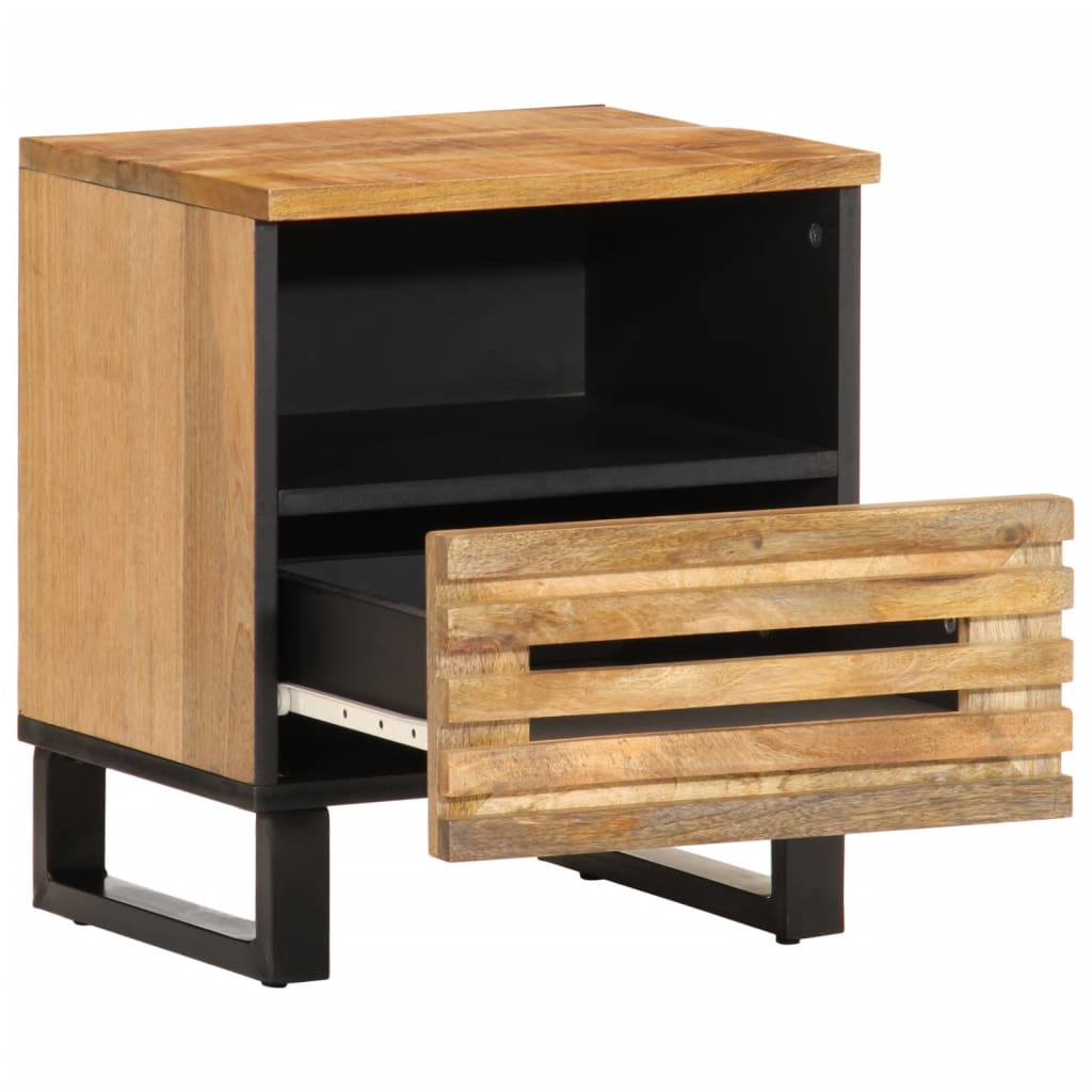 Mesitas De Noche 2 Uds Madera Maciza Mango Rugosa 40x34x46 Cm_1