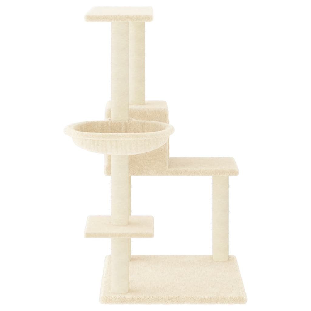 Rascador Para Gatos Con Postes De Sisal Color Crema 95 Cm_3