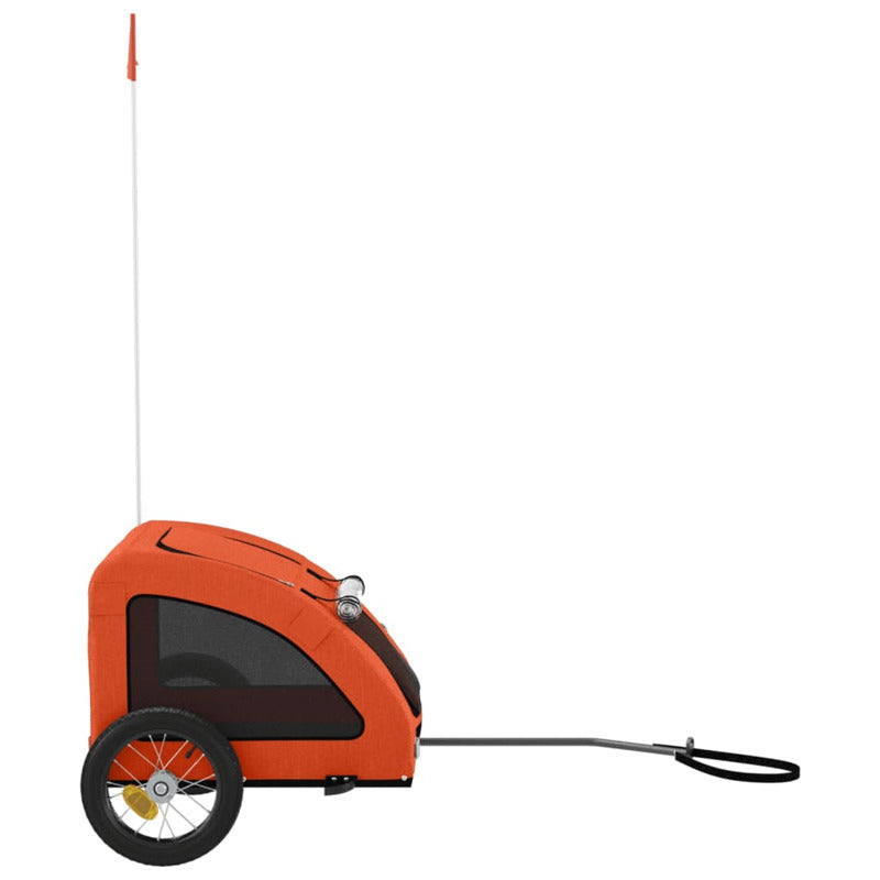 Vidaxl Remolque De Bicicleta Mascotas Hierro Tela Oxford Naranja_5