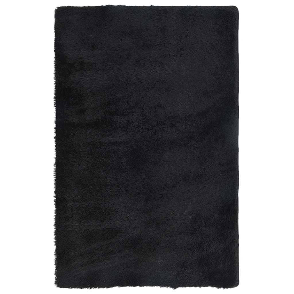 Vidaxl Alfombra Peluda De Pelo Largo Navarra Negra 130x200cm Poliéster_0