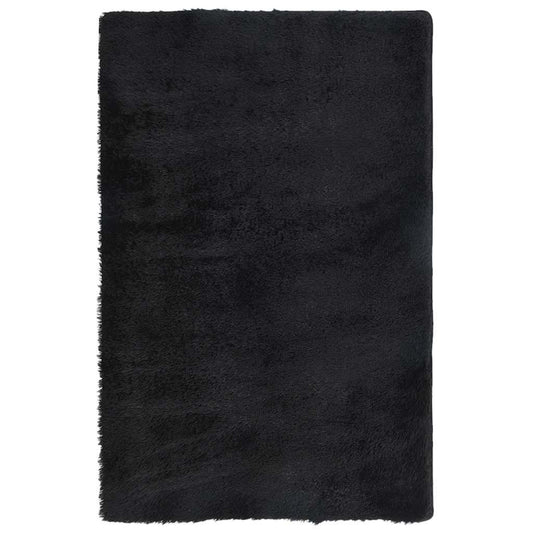 Vidaxl Alfombra Peluda De Pelo Largo Navarra Negra 130x200cm Poliéster_0