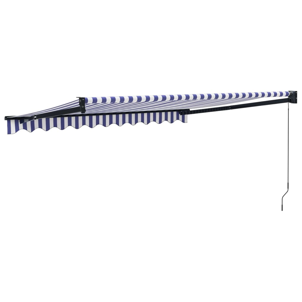Toldo Retráctil Aluminio Y Tela Azul Y Blanco 3,5x2,5 M_4