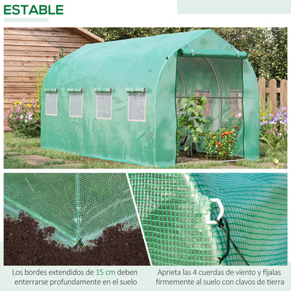 Outsunny Invernadero De Exterior 4x2x2 M Con 8 Ventanas De Malla Verde_4