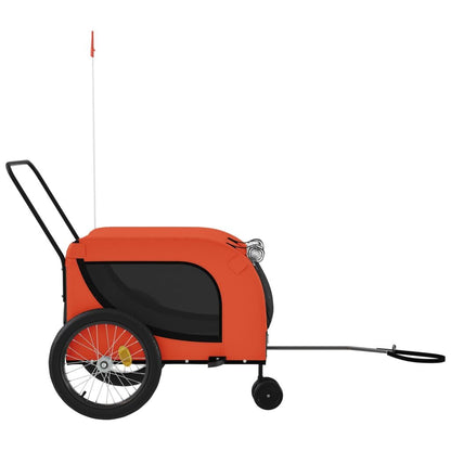 Vidaxl Remolque De Bicicleta Mascotas Hierro Tela Oxford Naranja Negro_4