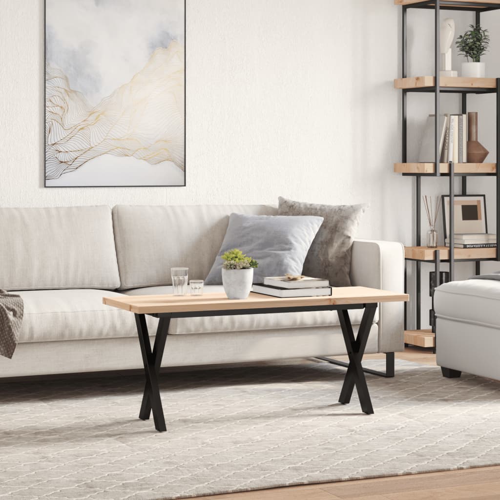 Mesa De Centro Marco X Madera Maciza Pino Y Acero 110x40x45,5cm_1