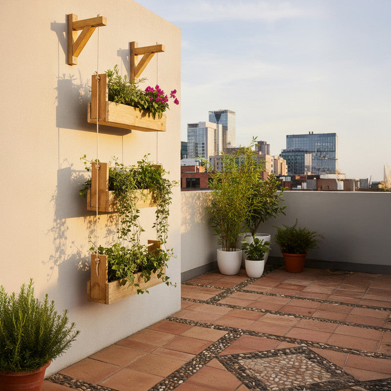 Jardinera Colgante Big Woody 3b De Madera Tratada Para Exterior Hortalia_1