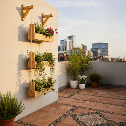 Jardinera Colgante Big Woody 3b De Madera Tratada Para Exterior Hortalia_1