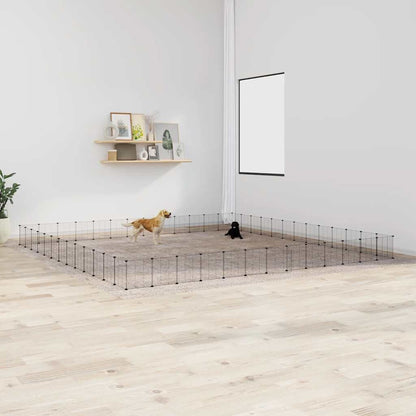 Vidaxl Jaula Para Mascotas De 52 Paneles Puerta Acero Negro 35x35 Cm_1