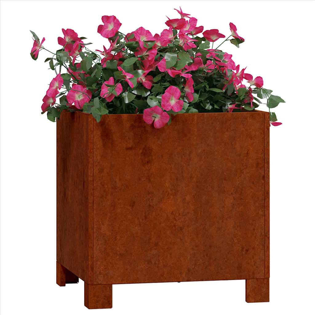 Jardinera Con Patas Acero Corten Oxidado 30x30x30 Cm_2