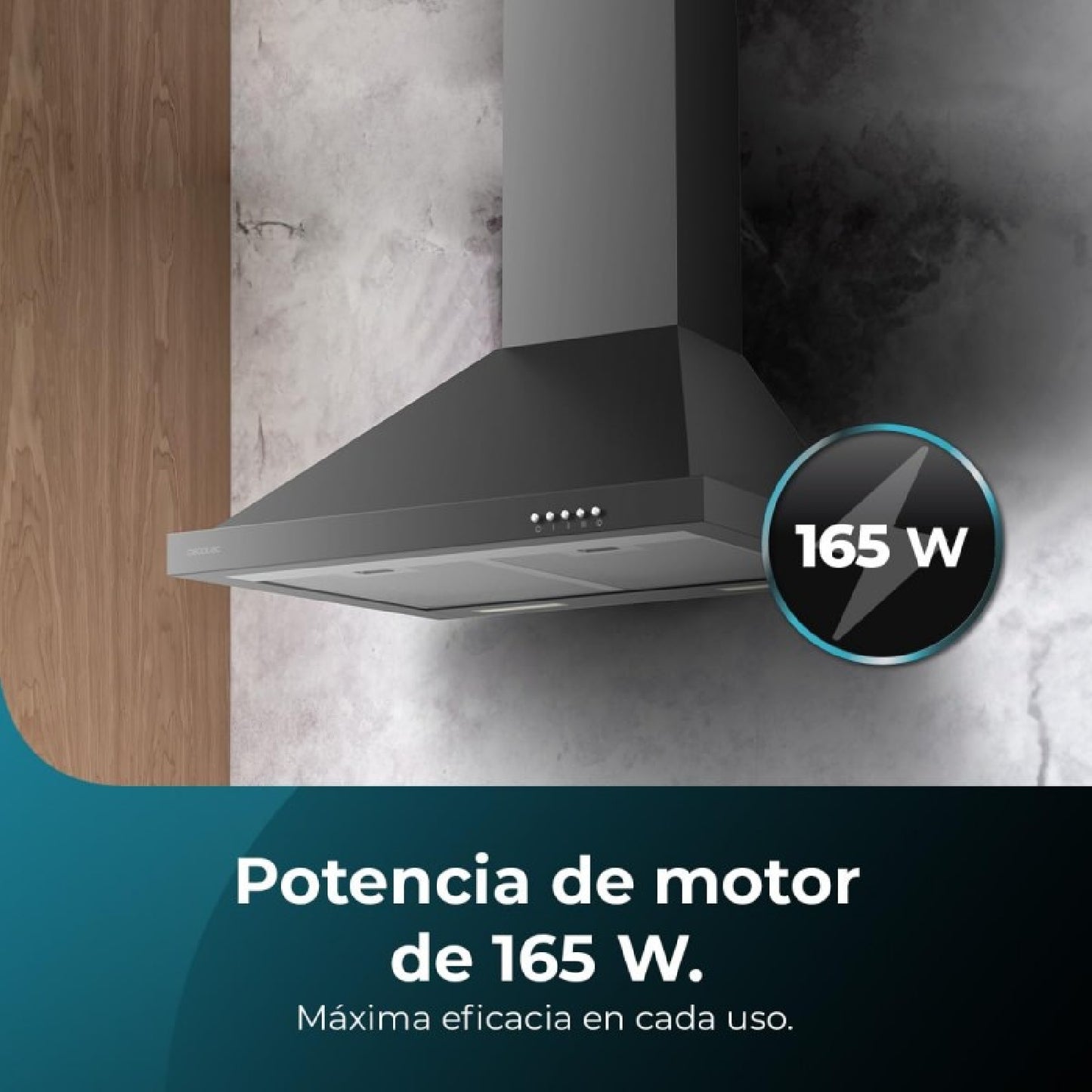 Campana Extractora 60 Cm Piramidal Bolero Flux Pm 606500 Black A. Motor 165w, Acabado Inox, Succión 650m3/h, Control Mecánico, 3 Niveles De Potencia_4