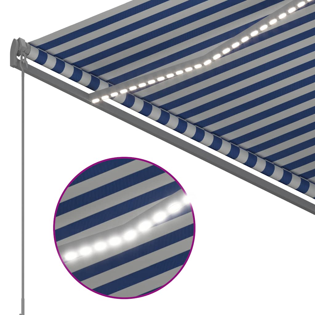 Toldo Manual Retráctil Con Led Azul Y Blanco 300x250 Cm_3
