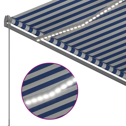 Toldo Manual Retráctil Con Led Azul Y Blanco 300x250 Cm_3
