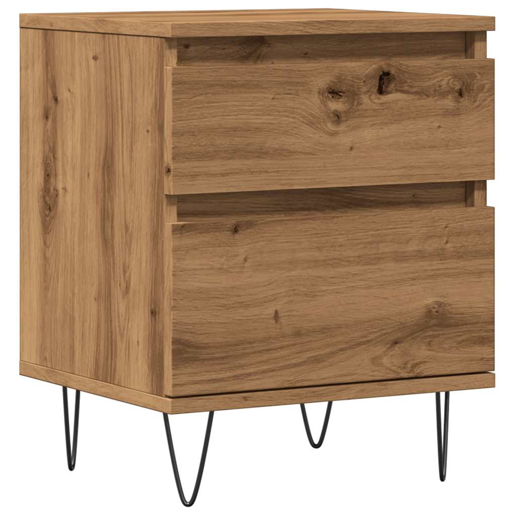Mesita De Noche Madera De Ingeniería Roble Artisian 40x35x50 Cm_0