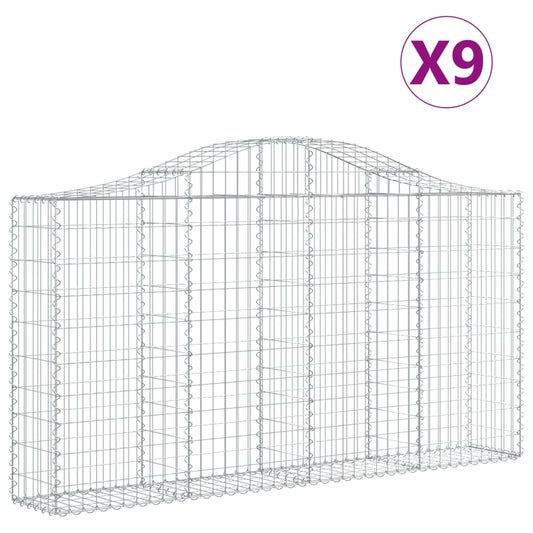 Cestas De Gaviones 9 Uds Forma De Arco Hierro 200x30x100/120 Cm_0