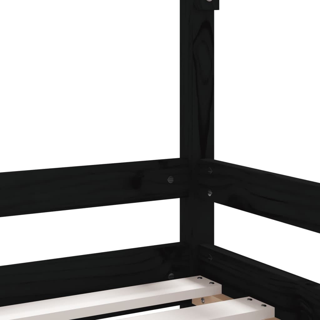 Estructura De Cama Para Niños Madera De Pino Negro 90x190 Cm / Vetonek_2