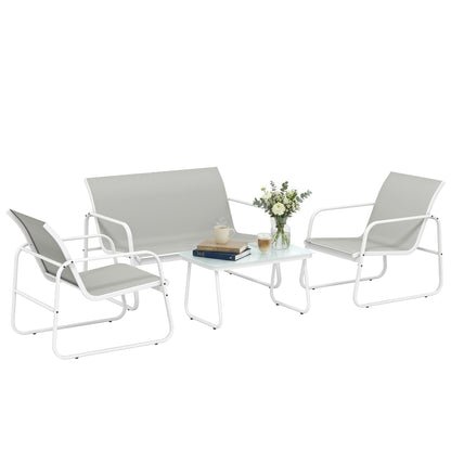 Muebles De Jardín Outsunny Acero, Textilene Gris Claro Y Blanco 112x73x74 Cm_0