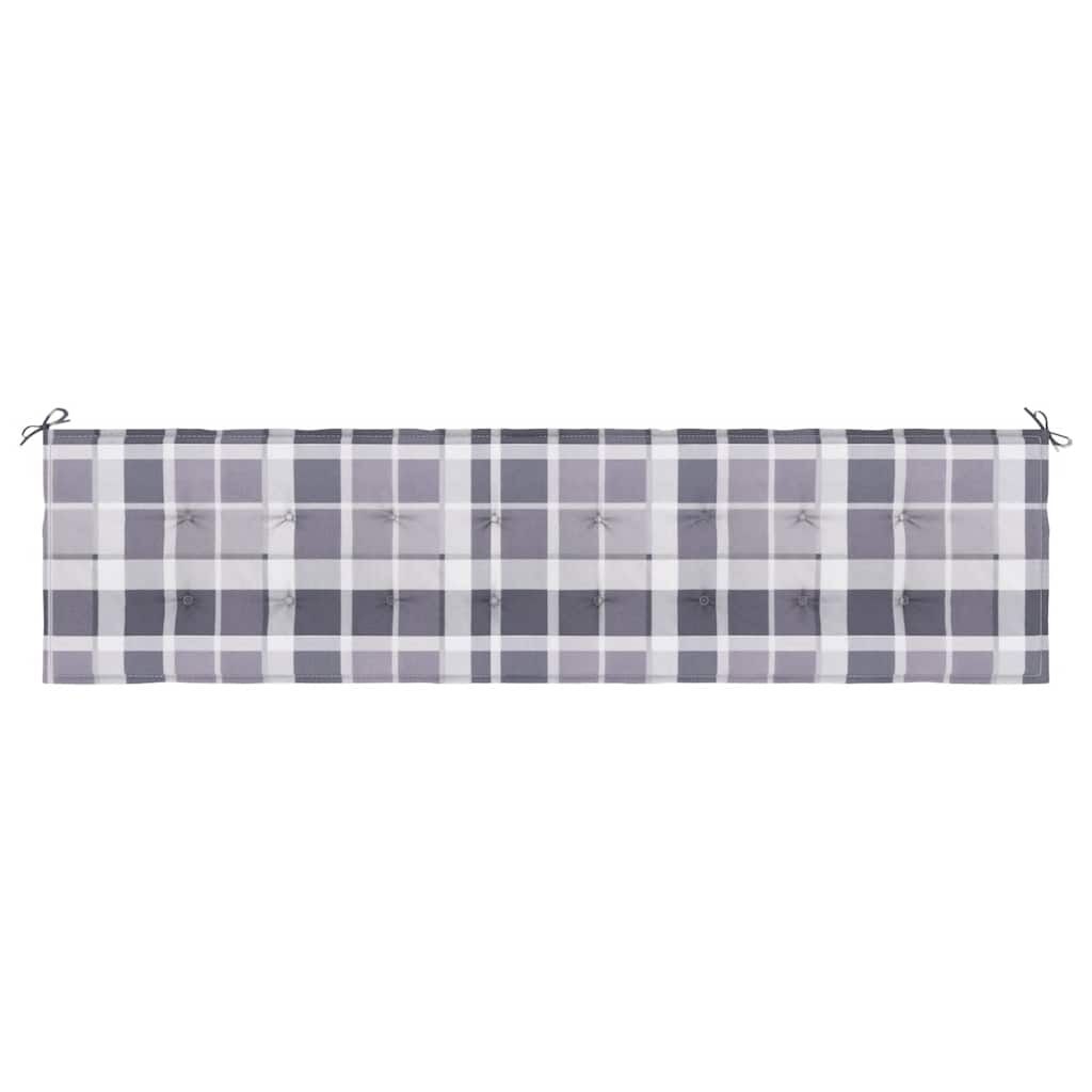 Vidaxl Cojín De Banco De Jardín Tela Oxford A Cuadros Gris 200x50x4 Cm_3