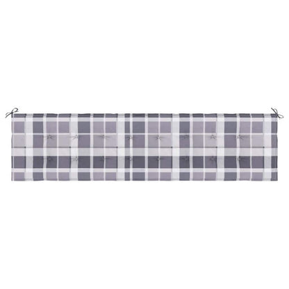 Vidaxl Cojín De Banco De Jardín Tela Oxford A Cuadros Gris 200x50x4 Cm_3