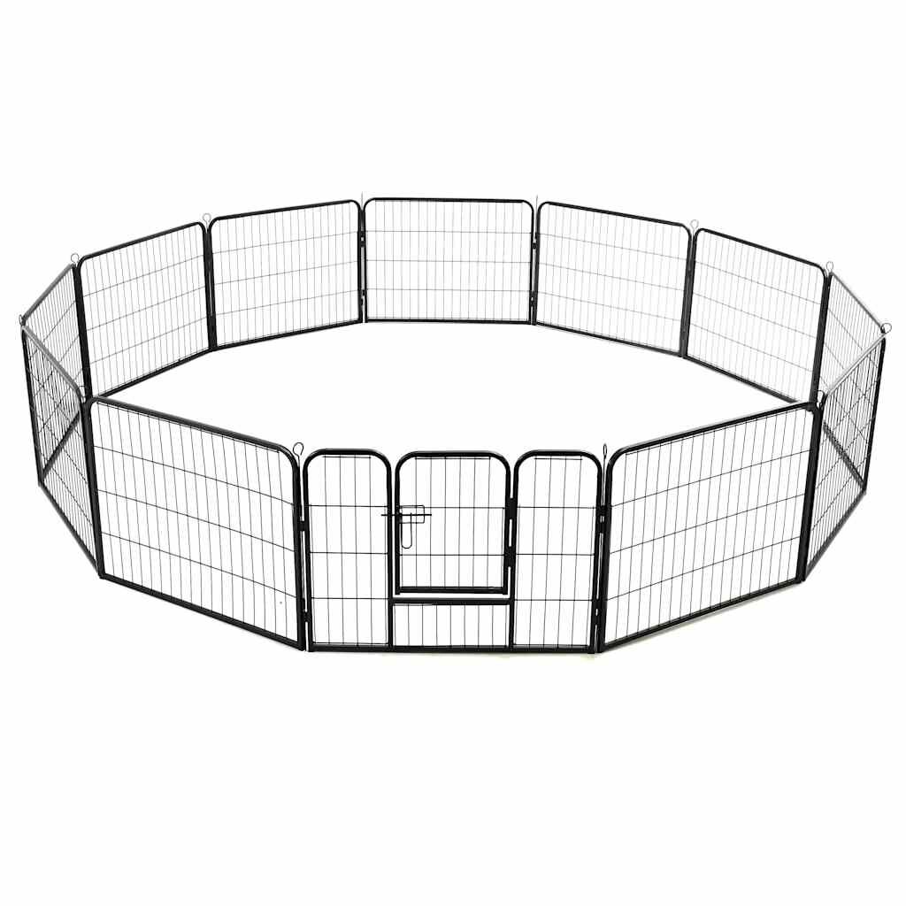 Vidaxl Corral Para Perros 12 Paneles De Acero 80x60 Cm Negro_3